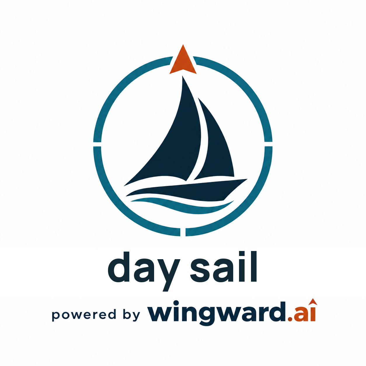Day Sail logo: a sailboat and mountains inside a navigation patch