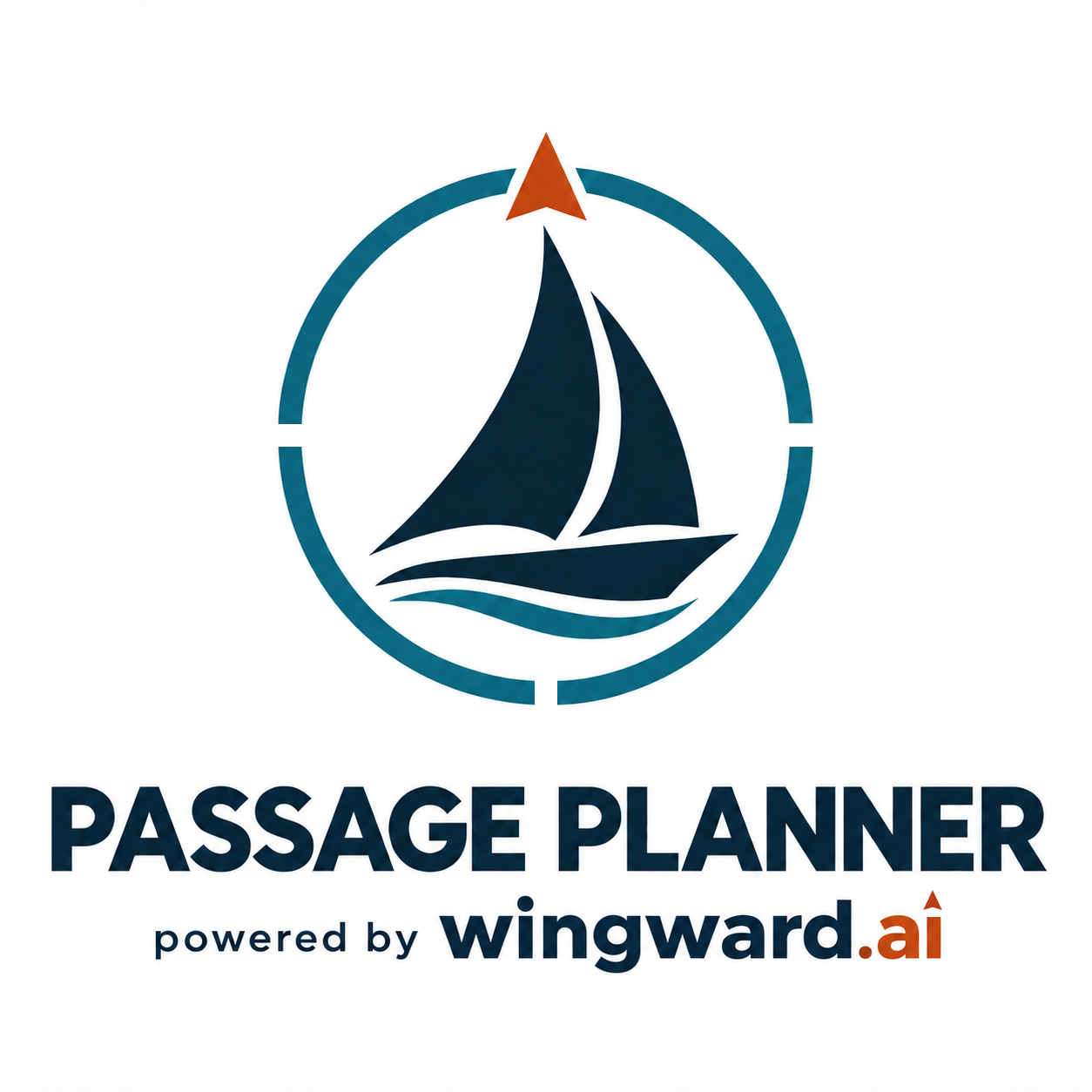 Passage Planner logo: a sailboat and mountains inside a navigation patch
